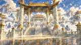 雲海の上に浮かぶ仙人の翡翠宮殿