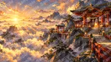 霊峰の山頂にそびえる雲上の神社