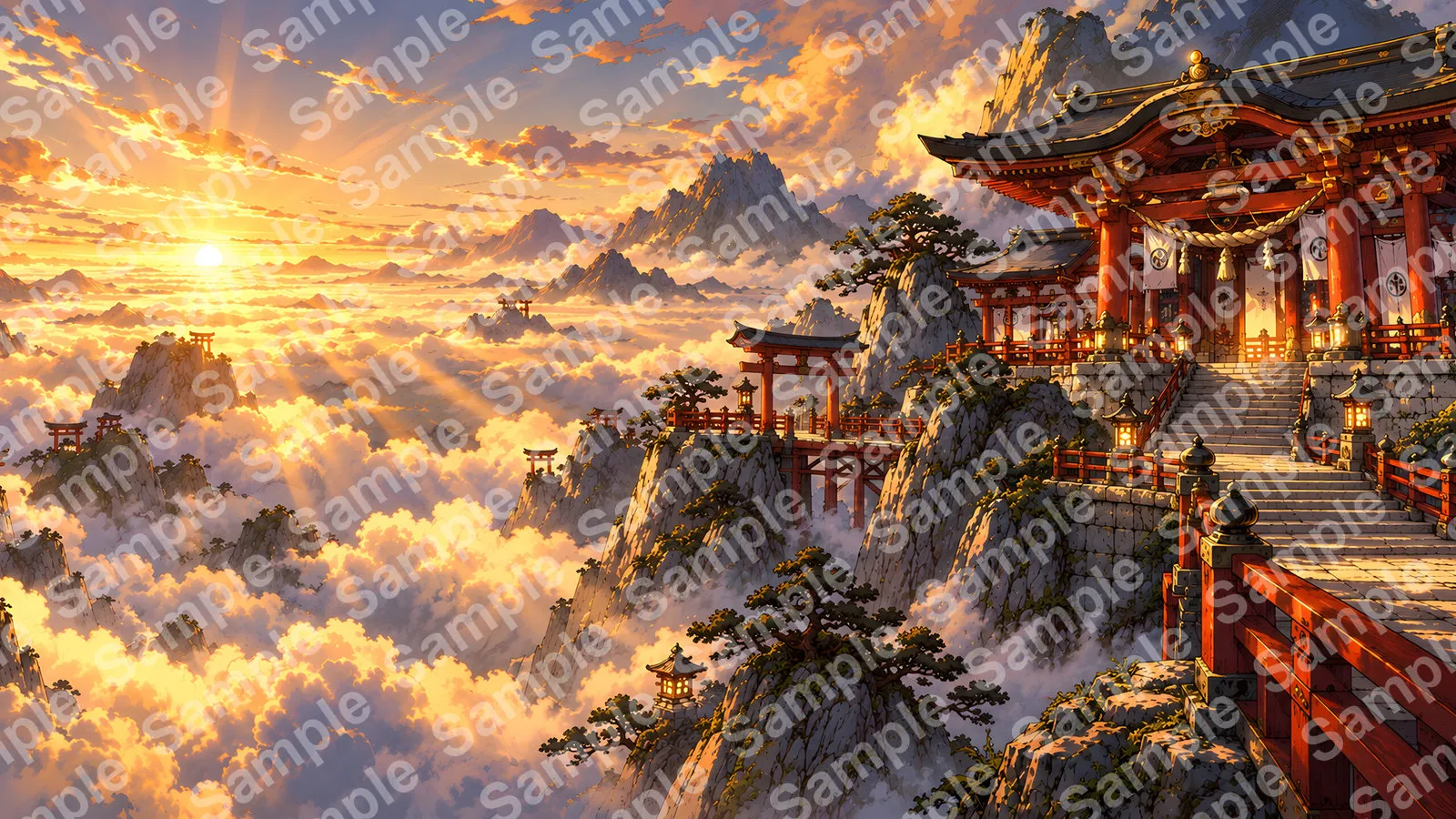 霊峰の山頂にそびえる雲上の神社