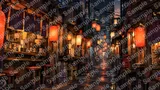 渋谷の飲み屋街・のんべい横丁の提灯と薄暗い路地