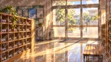 木製下駄箱が並ぶ昇降口