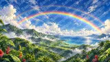 ハワイのスコール後に架かる二重の虹（ダブルレインボー）