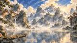 幾重にも連なる奇峰・桂林風の墨絵絶景