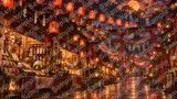 夜市で賑わう妖怪横丁の提灯通り