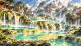 神仙の霊力が宿る虹色の五彩池