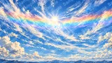 太陽の周りに広がる虹色の彩雲（Cloud Iridescence）