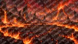 灼熱の溶岩流が走る火山帯