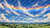地平線と平行に延びる火の虹（環水平アーク）