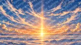 極寒の空に直立する太陽柱（サンピラー）とダイヤモンドダスト