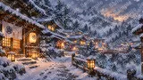 吹雪に耐える雪国の宿場町