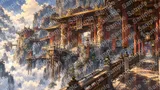 断崖絶壁の岩肌に建てられた懸空寺