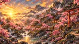 桃源郷のように桃花が咲き誇る隠れ里