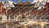 太極図が描かれた道教寺院の境内部