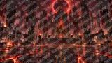 魔王城の前庭（裂けた大地と赤き月）
