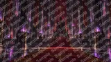 漆黒の玉座と紫の魔導火が揺らめく間