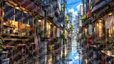 雨上がりのマジックアワー（アスファルトの美しい照り返し）