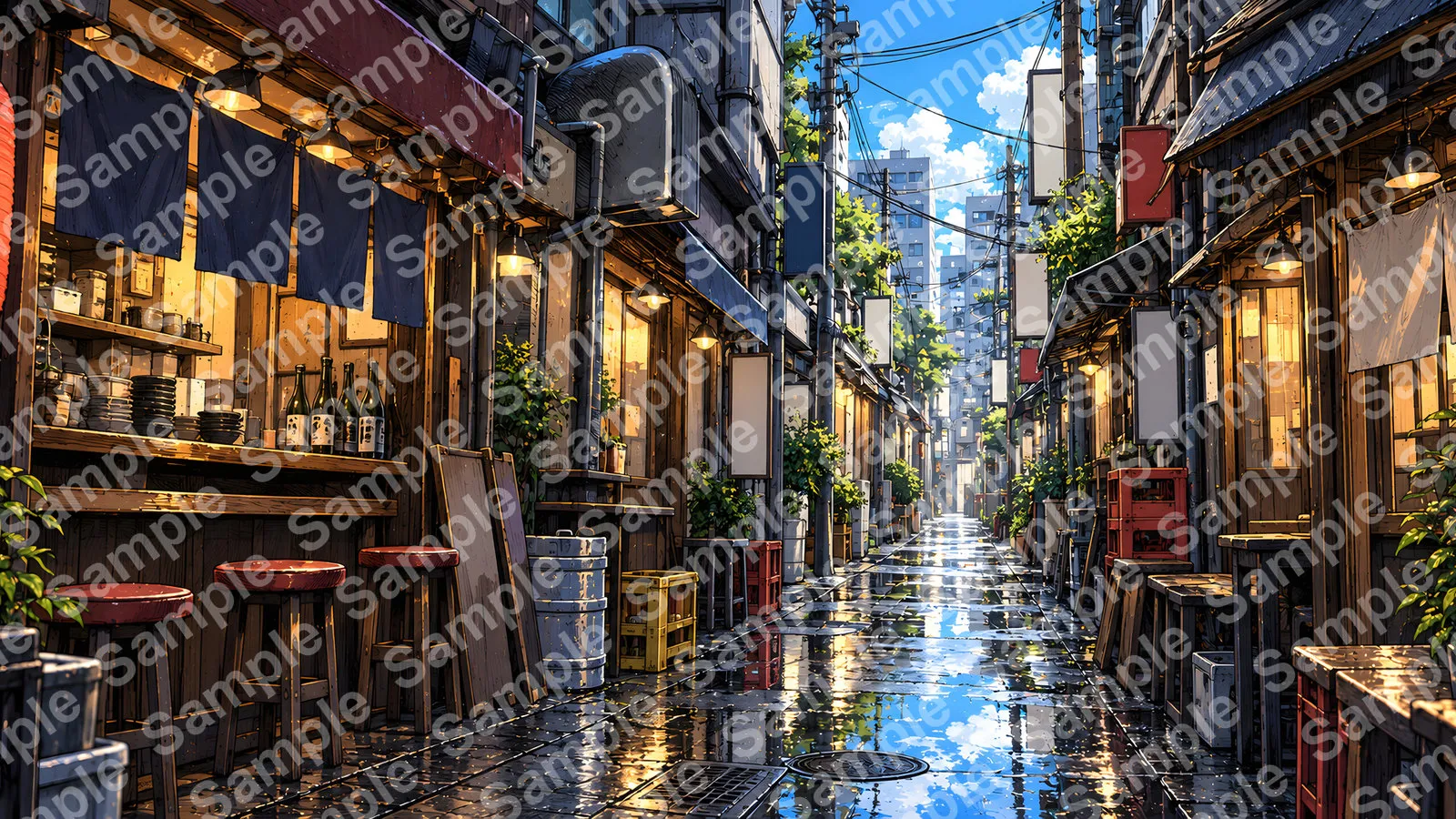 雨上がりのマジックアワー（アスファルトの美しい照り返し）