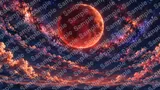 赤銅色に染まる皆既月食（ブラッドムーン）の夜空