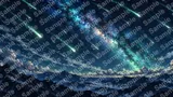 夜空を切り裂くペルセウス座流星群の光の筋