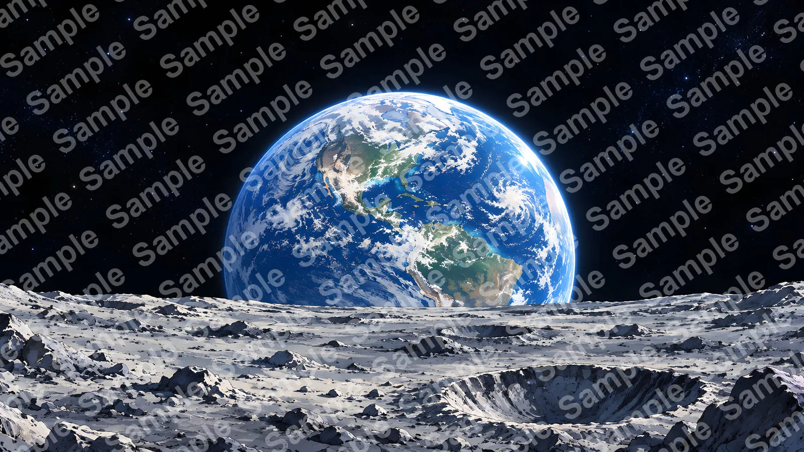 月面地平線から昇る青い地球（Earthrise）