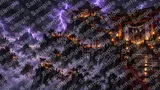 紫の雷光が走る魔王の暗黒城天守