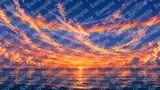 二つの太陽が沈む異惑星の砂漠の夕空（Binary Sunset）