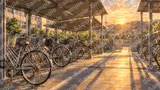 自転車がずらりと並ぶ屋根付き駐輪場