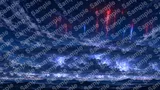 天空を縦断する紫色の次元の亀裂（Dimensional Rift）