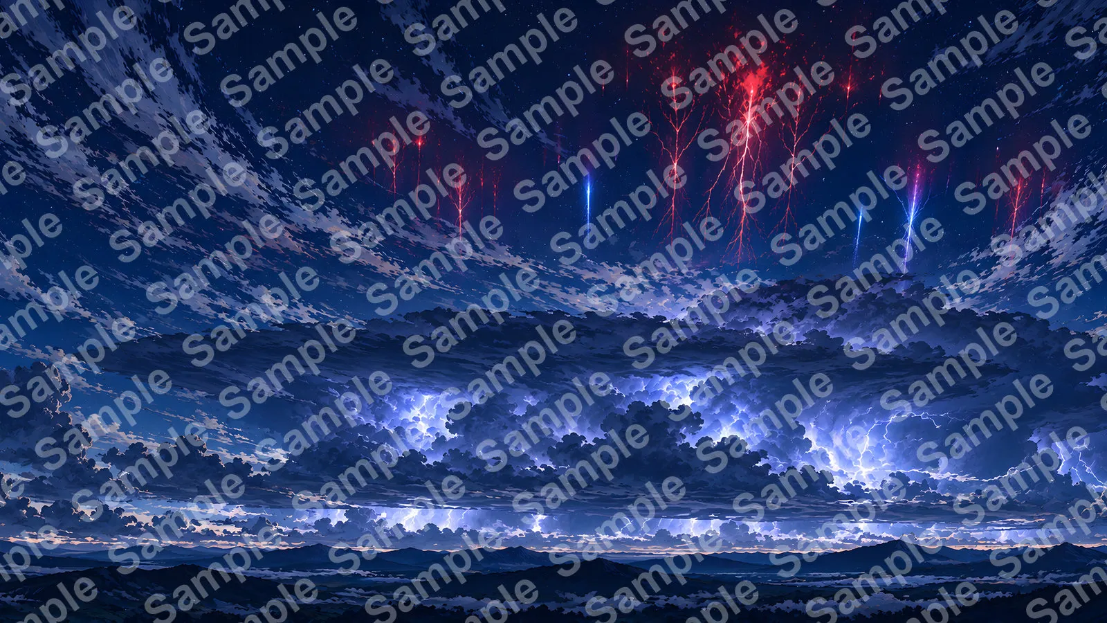 天空を縦断する紫色の次元の亀裂（Dimensional Rift）