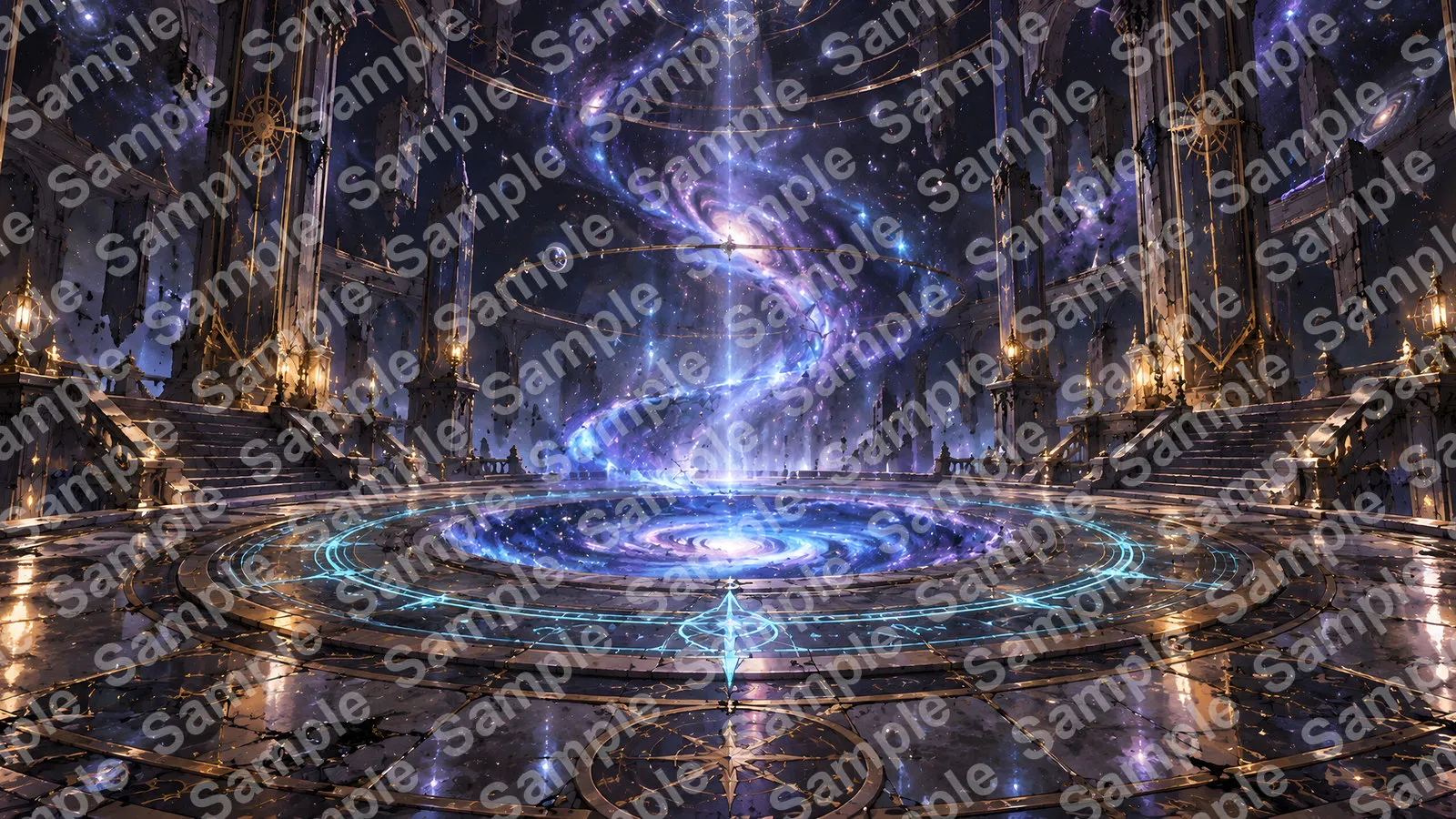 星々の銀河が旋回する召喚の儀式場