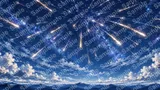 大気圏再突入の流星群のように燃える光の筋