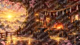 桜の巨木の中に造られた幻想的な鍛冶場