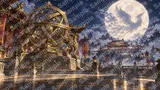 鳳凰の影が描かれる月夜の古代天体観測所