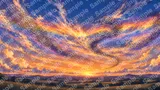 夕映えの雲間を泳ぐ巨大な精霊龍のシルエット